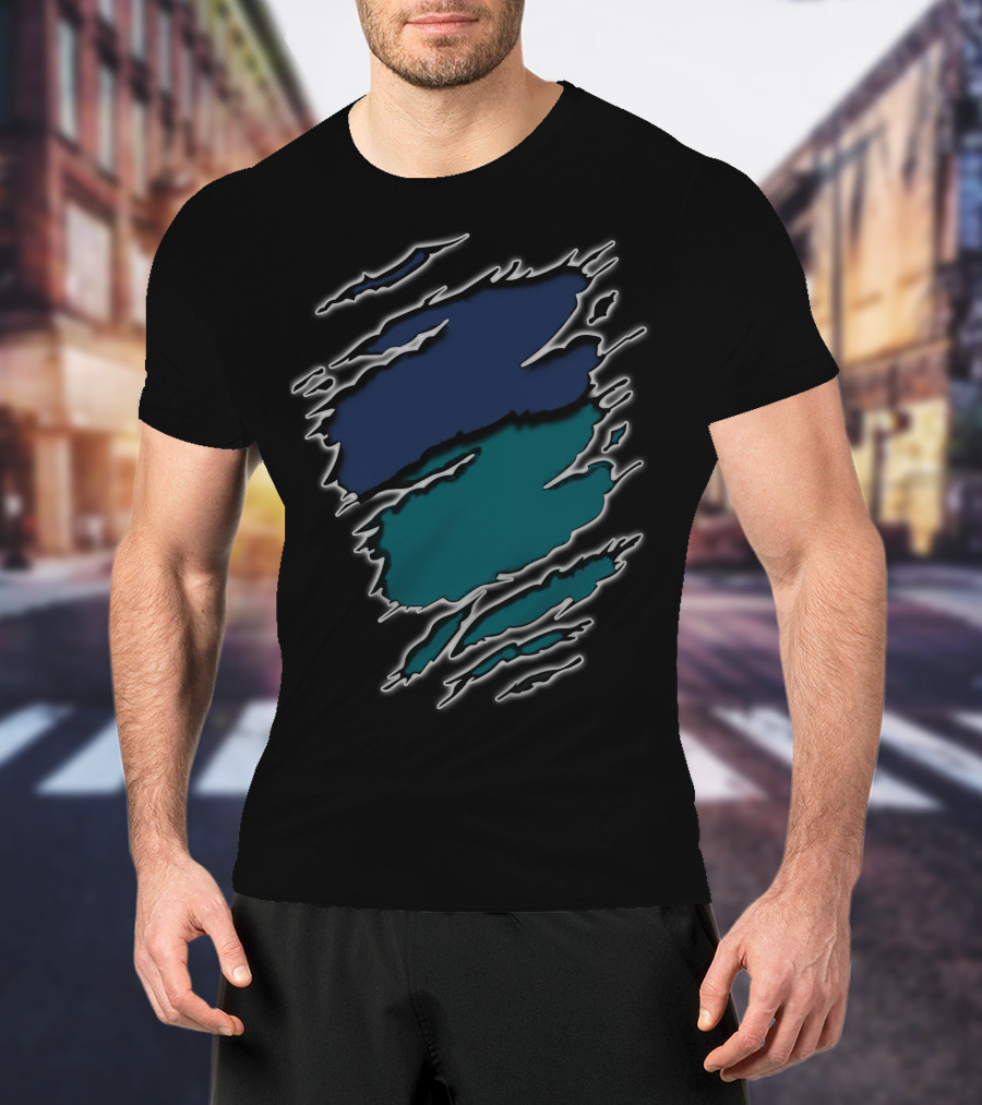 Yan Eagles20 Navy Teal Rip T-Shirt