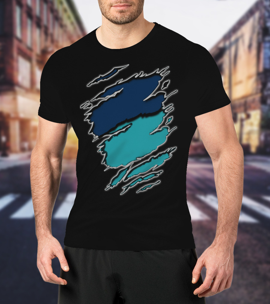 Dolphins Rays9 Blue Teal Abstract Claw Marks T-Shirt