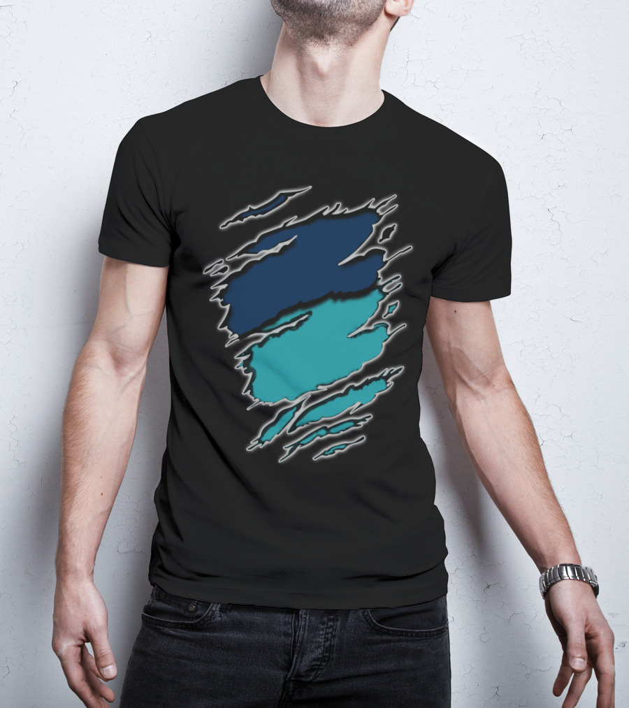Dolphins Rays9 Blue Teal Abstract Claw Marks T-Shirt