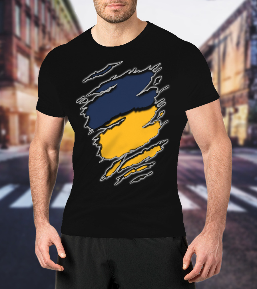 Pac Yan Worn Claw Marks Blue Yellow Gradient T-Shirt