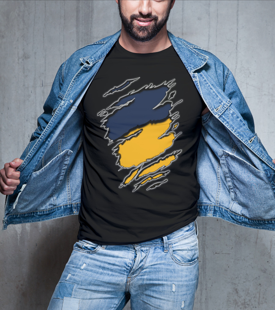 Pac Yan Worn Claw Marks Blue Yellow Gradient T-Shirt