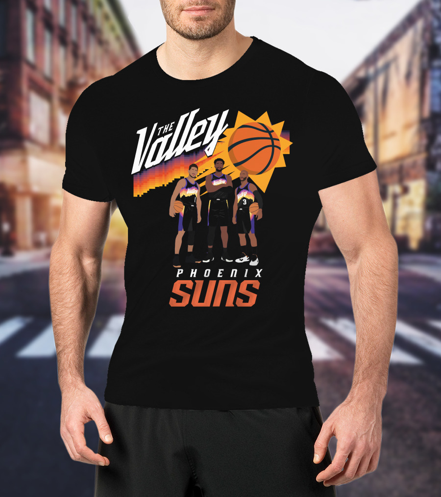 The Valley Phoenix Suns Basketball Trio With Sunburst T-Shirt