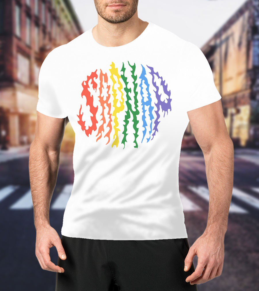 Sapnap Colorful Rainbow Flame Text T-Shirt