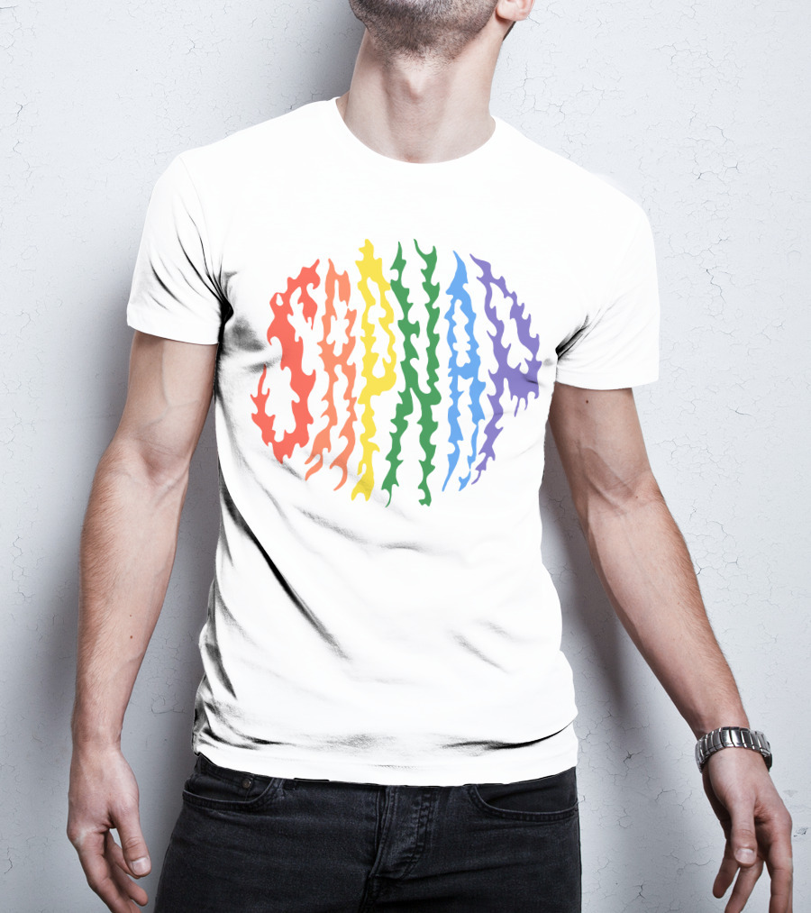 Sapnap Colorful Rainbow Flame Text T-Shirt