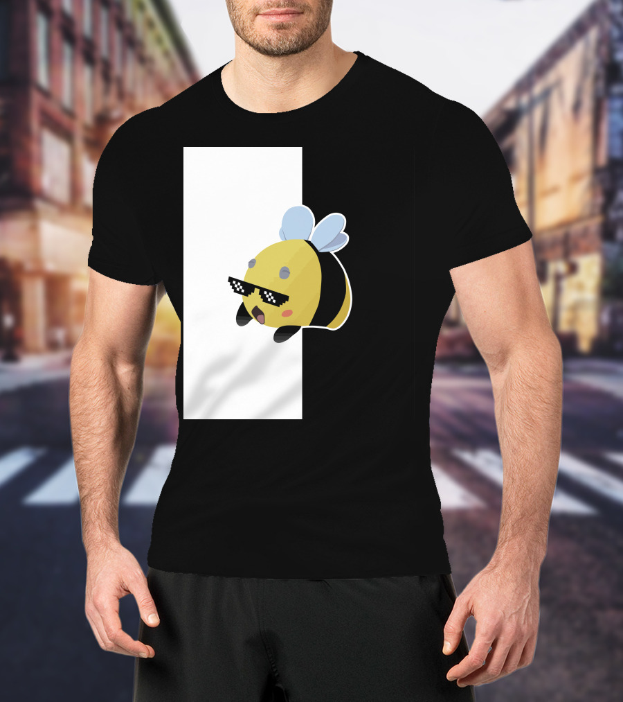 Tubbo And Ranboo Cool Bee Sunglasses Black And White Background T-Shirt