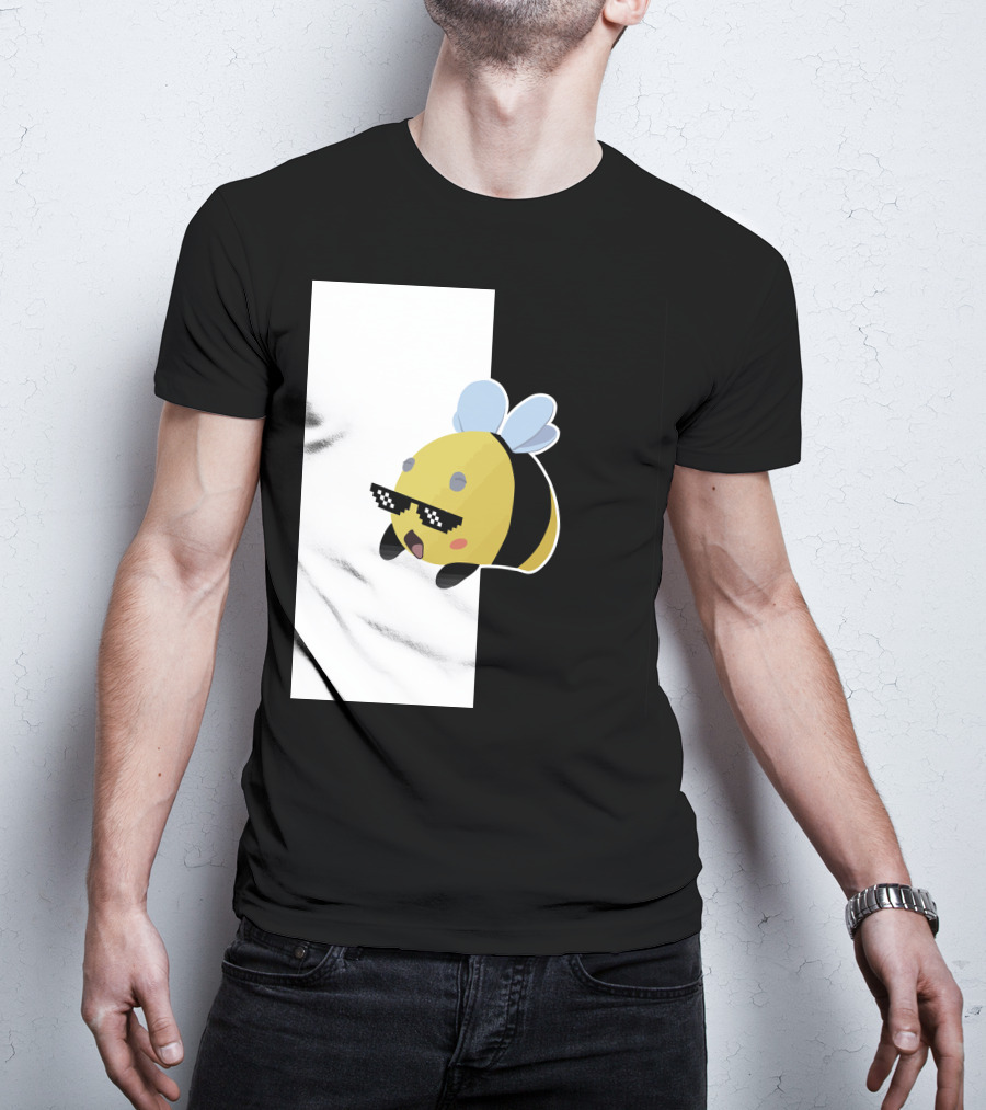 Tubbo And Ranboo Cool Bee Sunglasses Black And White Background T-Shirt