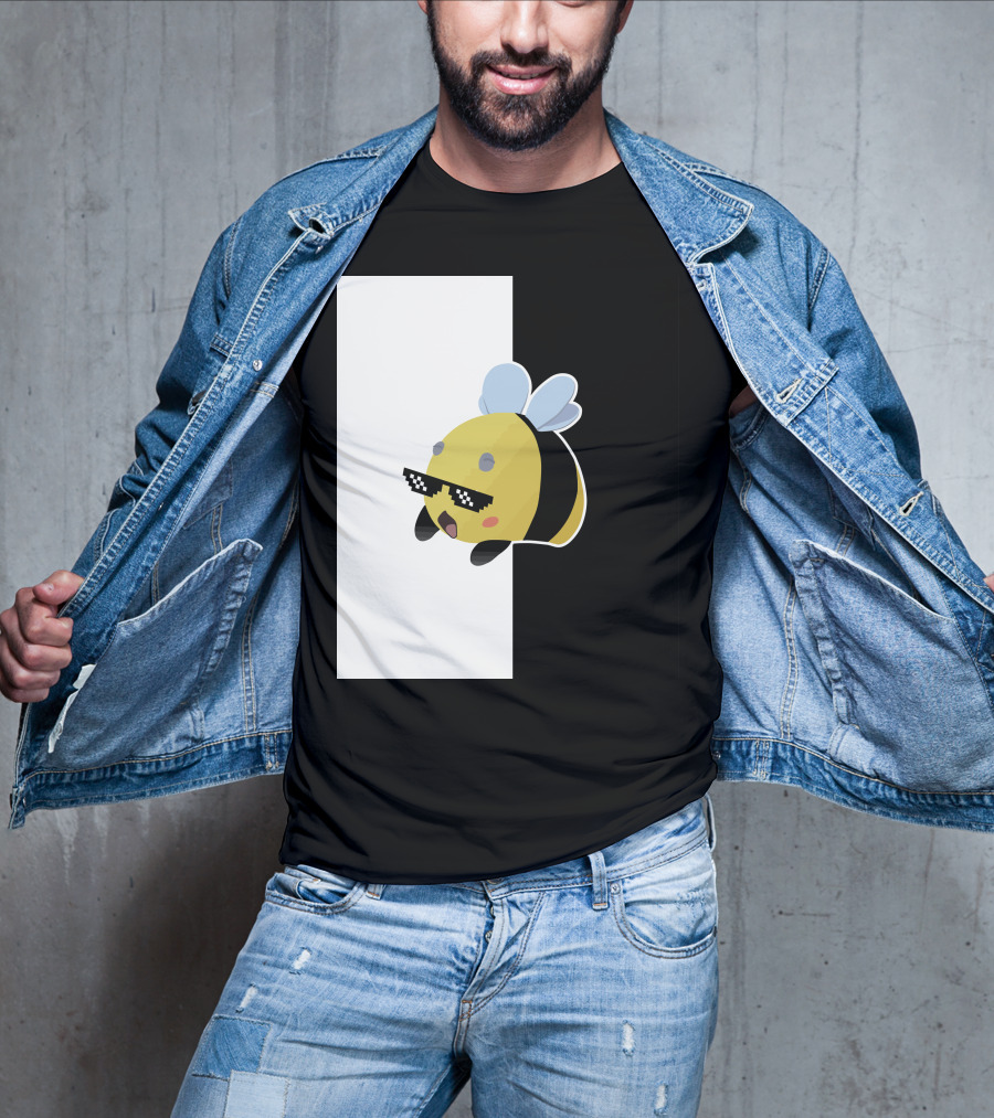 Tubbo And Ranboo Cool Bee Sunglasses Black And White Background T-Shirt