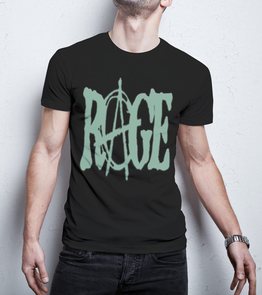 RAGE Anarchy Symbol Text T-Shirt