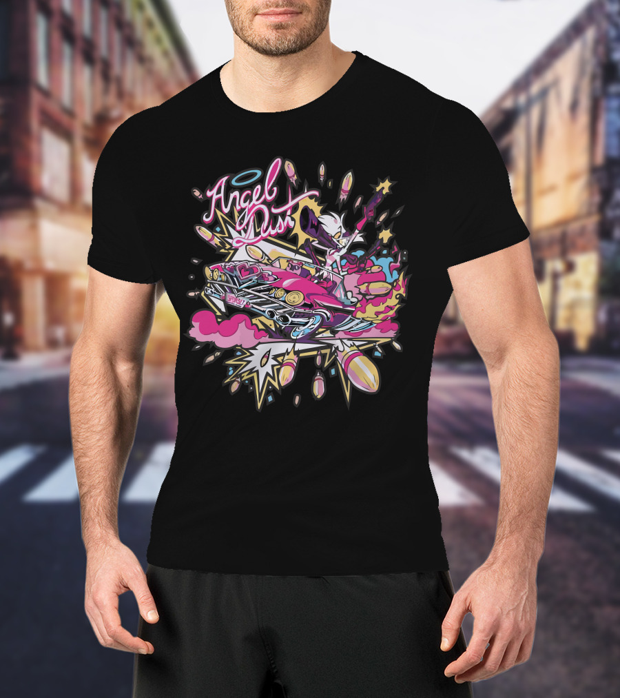 Angel Dust Hazbin Hotel Cartoon Style Action Explosion T-Shirt