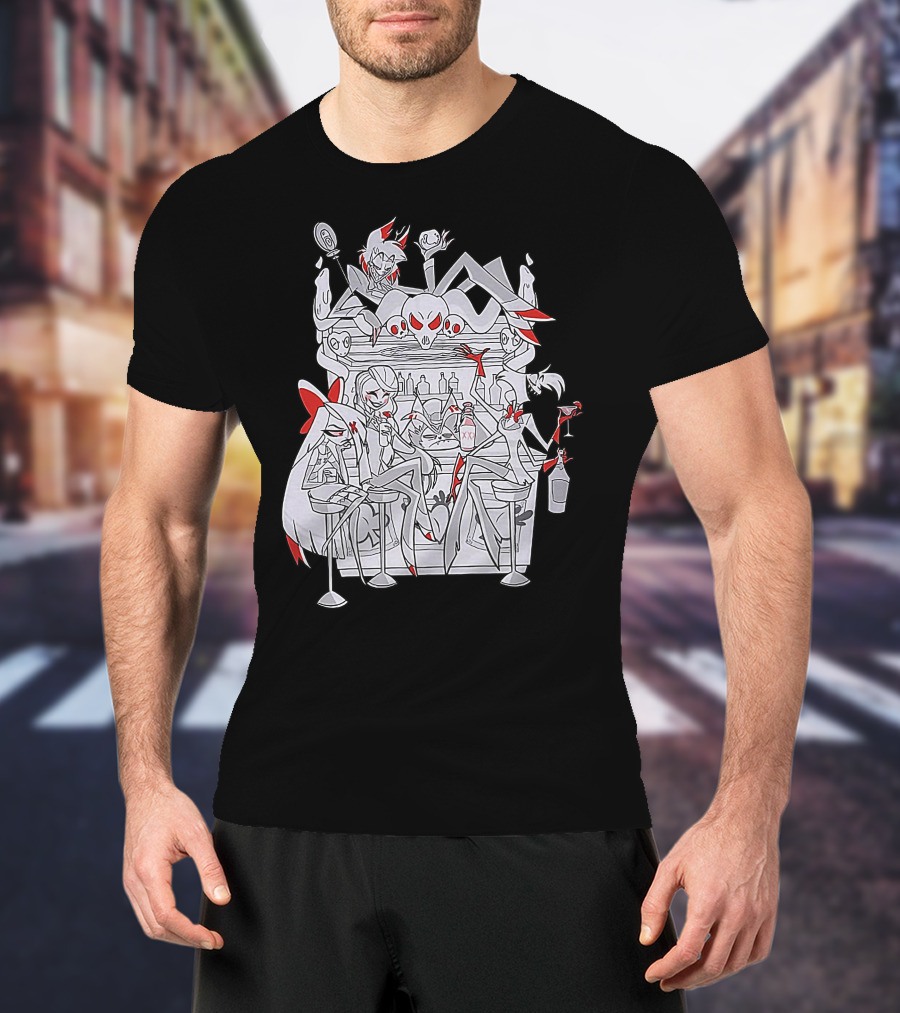 Hazbin Hotel Charlie Bar Scene With Angel Dust And Alastor T-Shirt