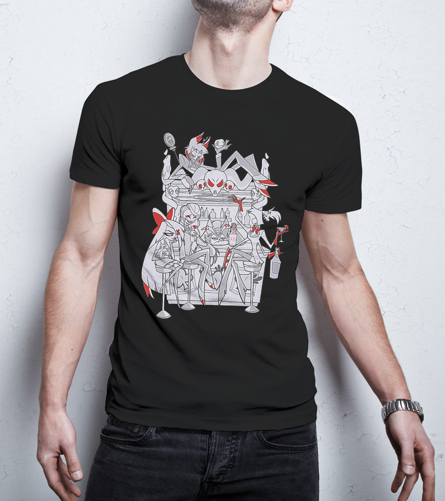 Hazbin Hotel Charlie Bar Scene With Angel Dust And Alastor T-Shirt