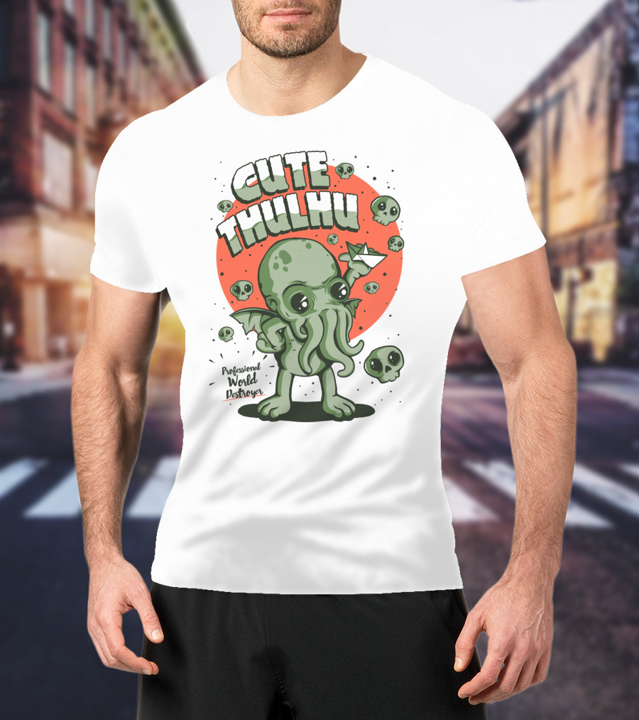 Cute Thulhu Professional World Destroyer Skulls And Paper Boat T-Shirt