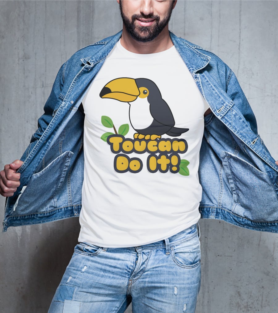 Toucan Do It Essential Positive Inspiration With Cartoon Bird And Leaves T-Shirt