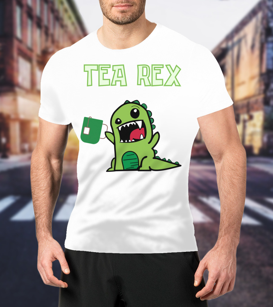Tea Rex Dinosaur Holding Tea Bag T-Shirt