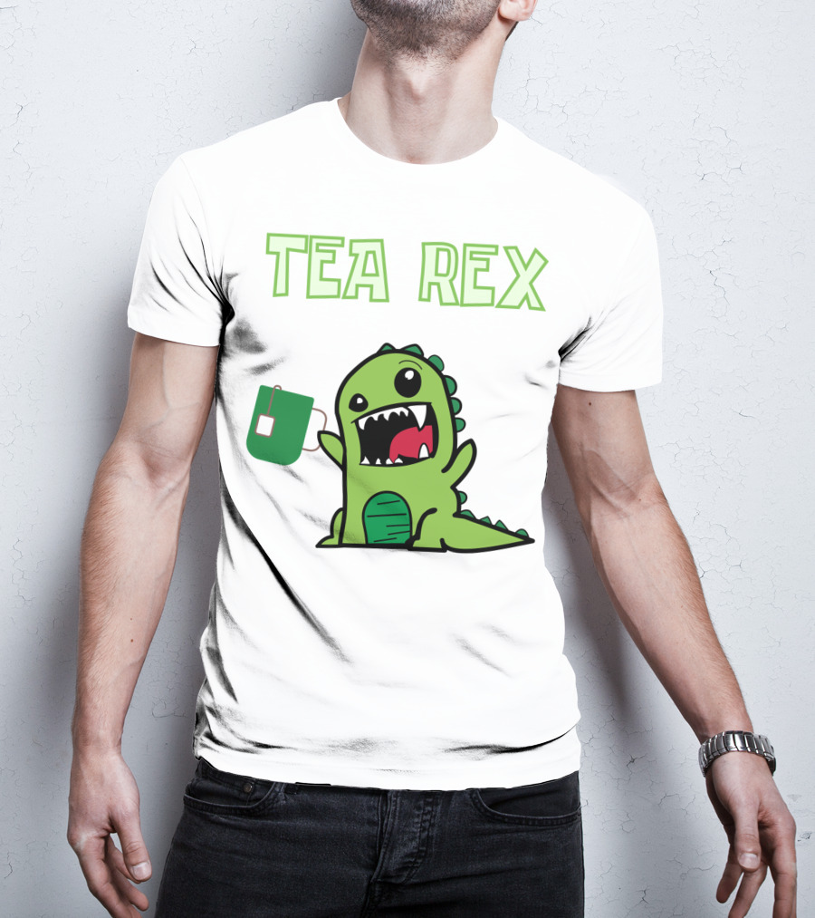 Tea Rex Dinosaur Holding Tea Bag T-Shirt