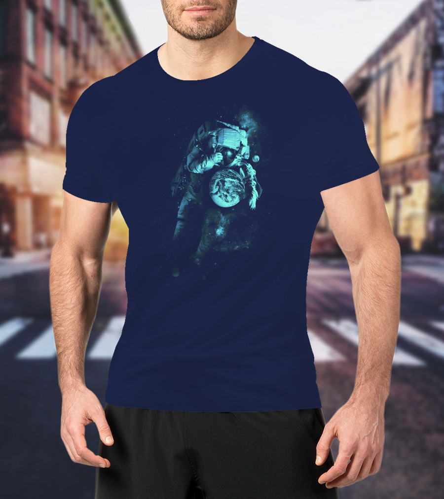 It's A Small World After All Astronaut Holding Earth In Space T-Shirt