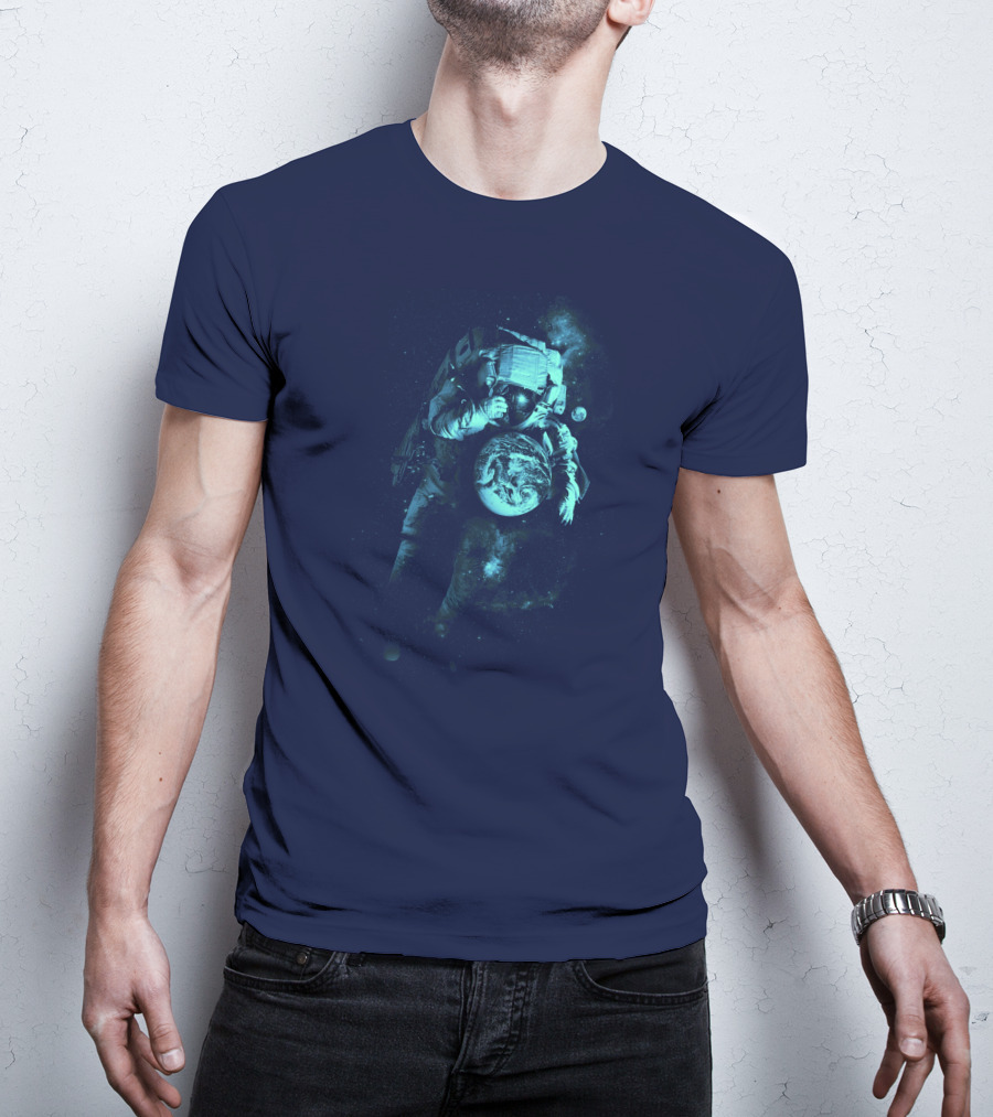 It's A Small World After All Astronaut Holding Earth In Space T-Shirt