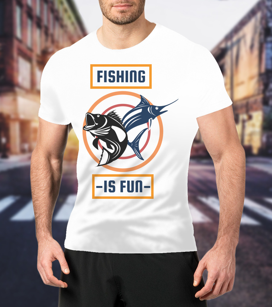 Fishing Is Fun Marlin And Bass Circular Target T-Shirt