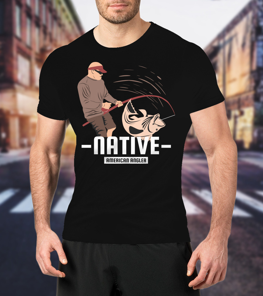 Native Fisherman Catching Fish With Rod And Reel T-Shirt