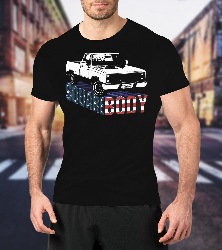 American Flag Squarebody Truck Patriotic American Square Body T-Shirt