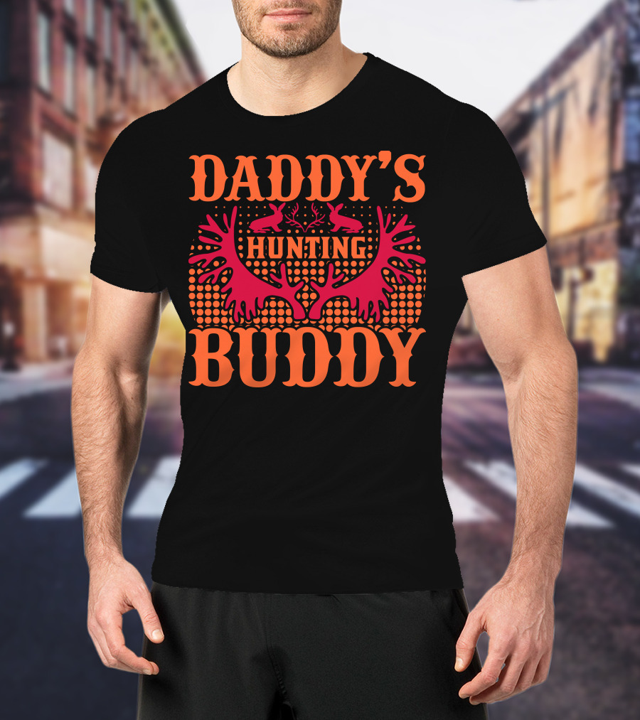 Daddy's Hunting Buddy Antler Design With Rabbits T-Shirt