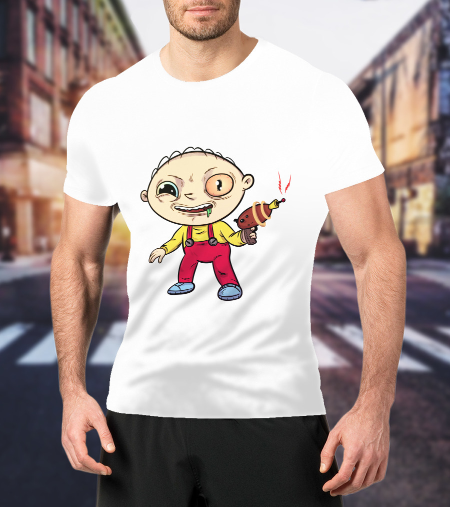 Psychedelic Stewie Griffin With Ray Gun T-Shirt
