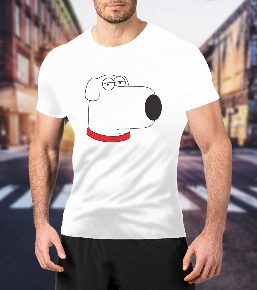 Brian Griffin Family Guy Character Face Red Collar T-Shirt