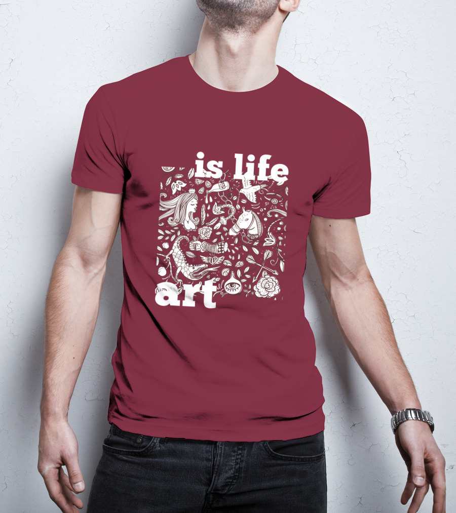 Art Is Life - Whimsical Fantasy Floral T-Shirt