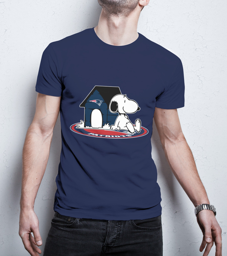 Snoopy With New England Patriots Doghouse Football Fan Now And Forever T-Shirt