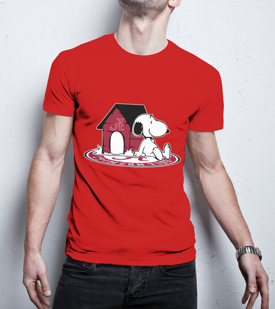Crimson Tide Snoopy At Alabama Doghouse Fan Forever T-Shirt