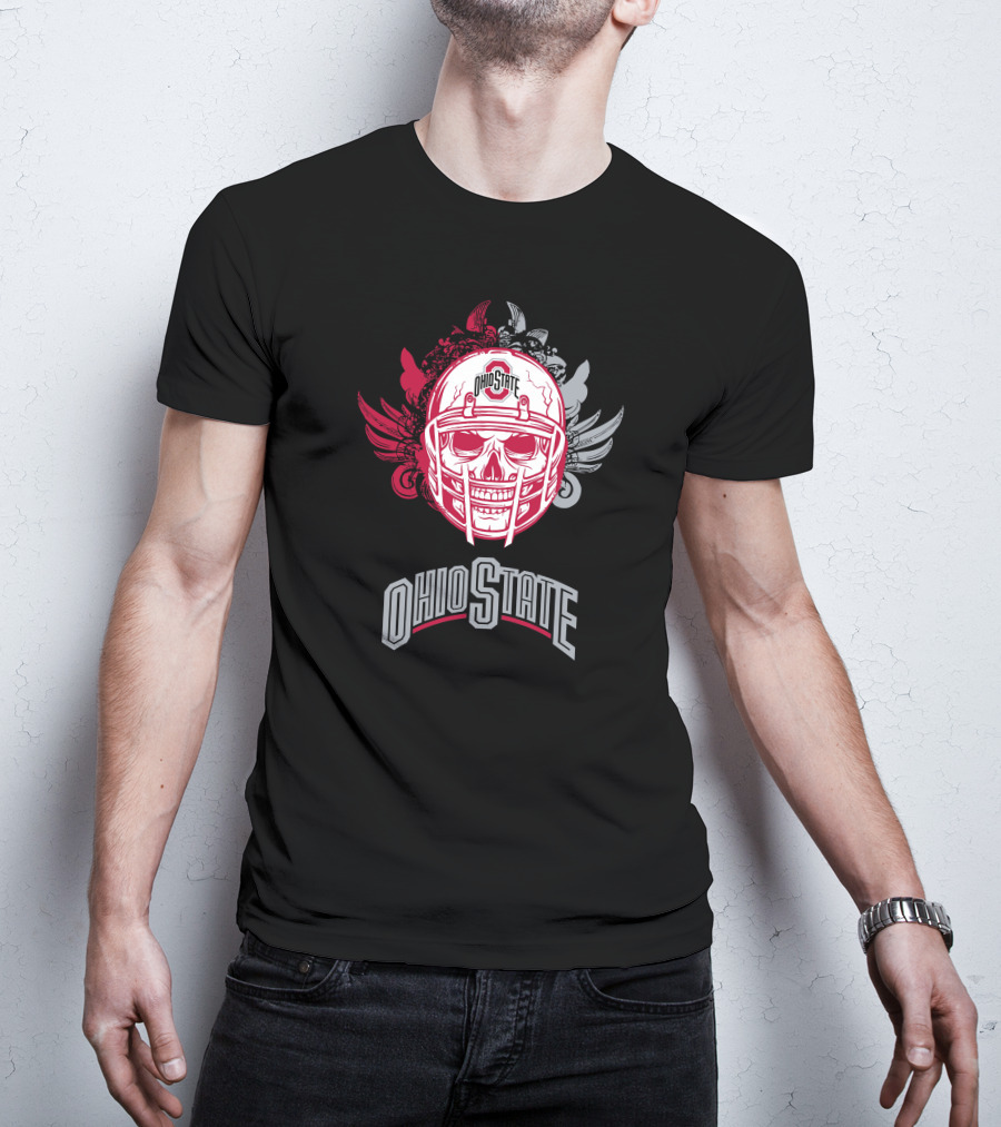 Ohio State Buckeyes Skull Helmet Art With Wings T-Shirt