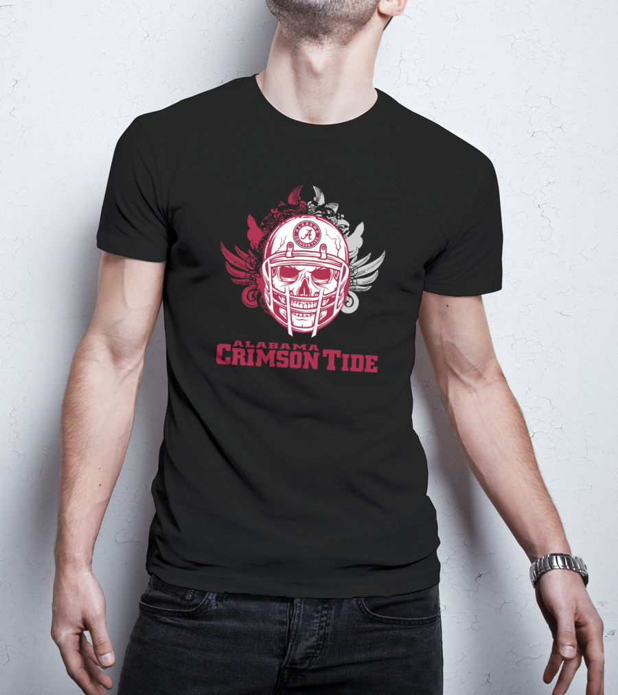 Alabama Crimson Tide Skull Football Helmet T-Shirt