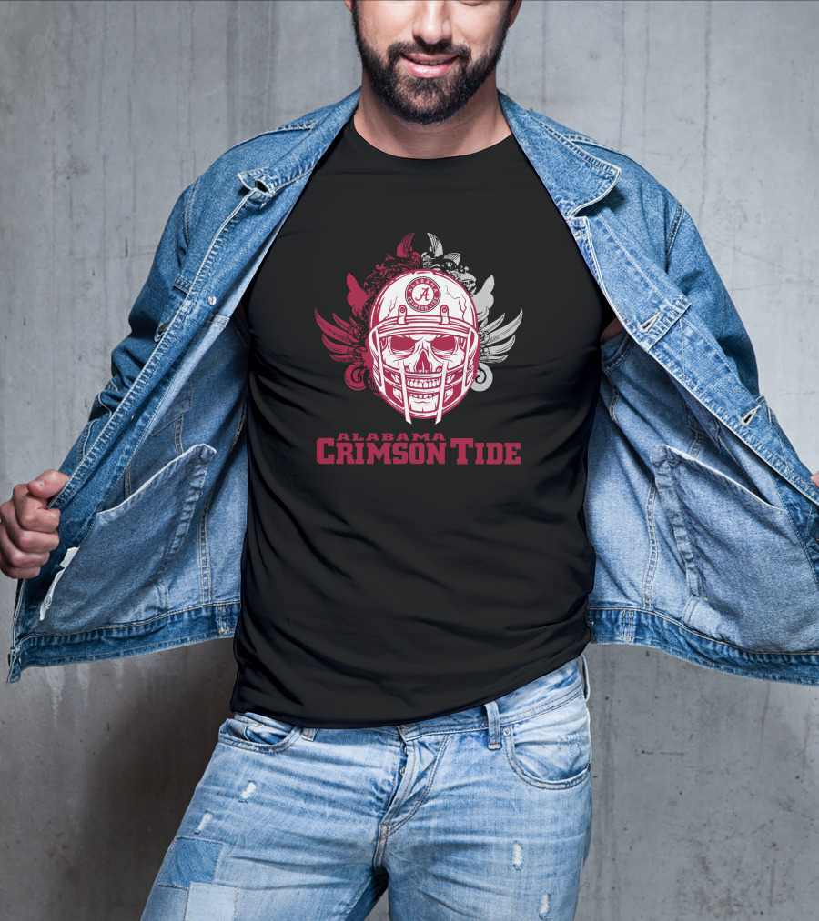 Alabama Crimson Tide Skull Football Helmet T-Shirt