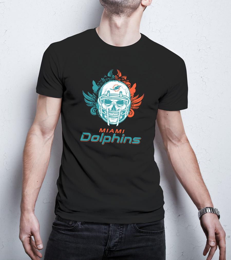 Miami Dolphins Skull Helmet T-Shirt