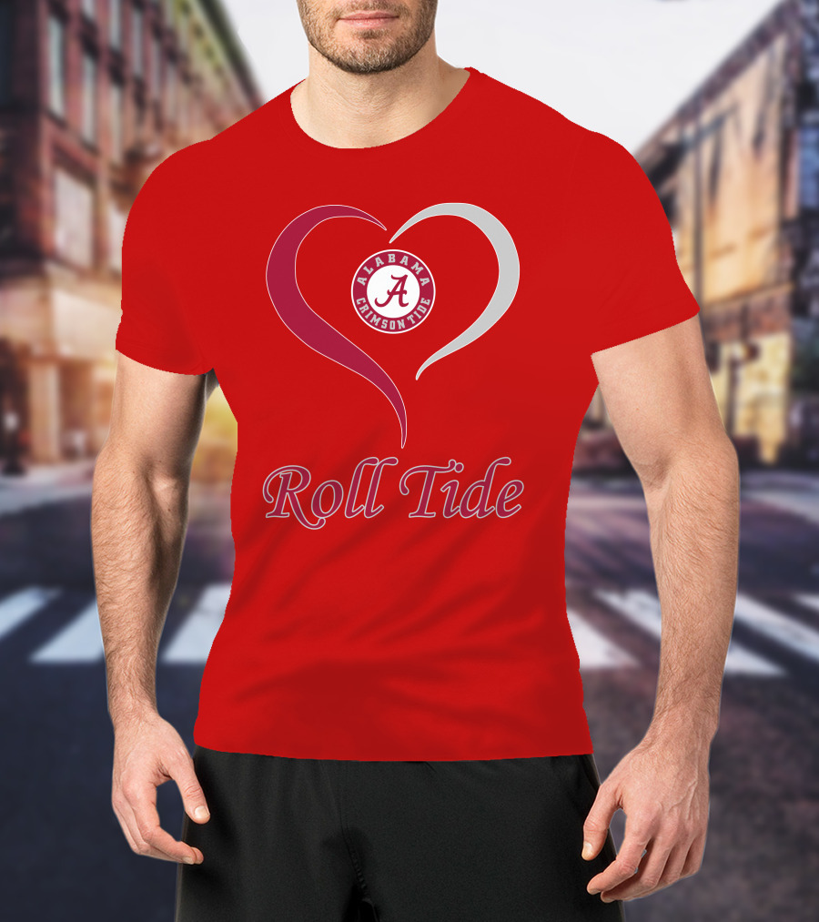 Alabama Crimson Tide Roll Tide Heart T-Shirt