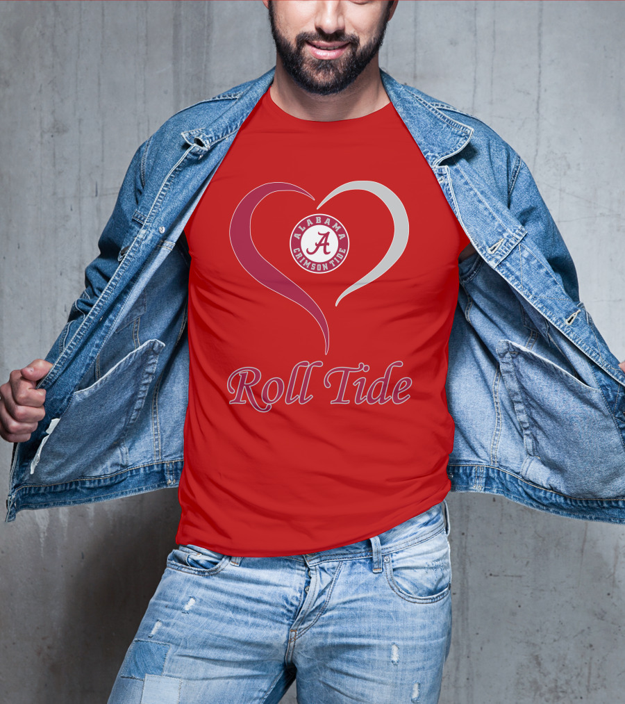 Alabama Crimson Tide Roll Tide Heart T-Shirt