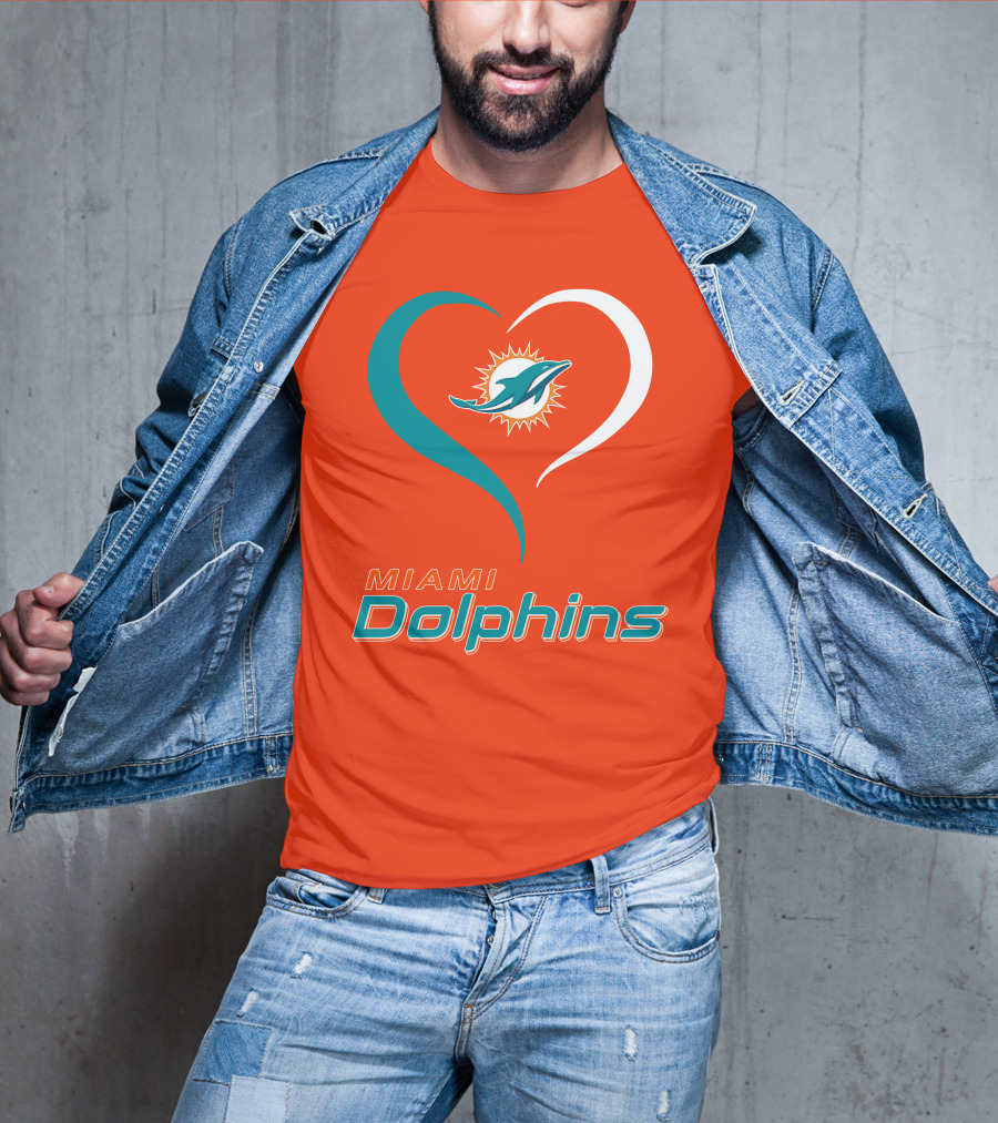 Miami Dolphins Heart T-Shirt