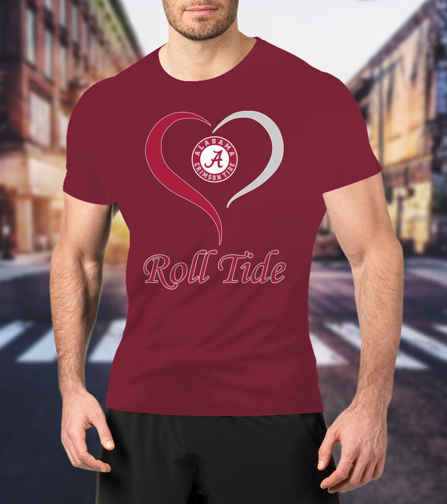 Alabama Crimson Tide Heart Roll Tide T-Shirt