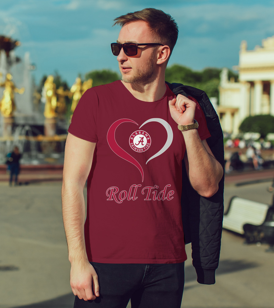 Alabama Crimson Tide Heart Roll Tide T-Shirt