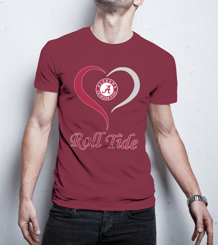 Alabama Crimson Tide Heart Roll Tide T-Shirt