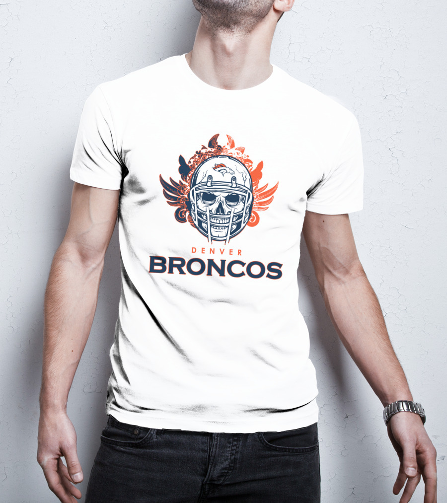 Denver Broncos Skull Helmet Wings T-Shirt