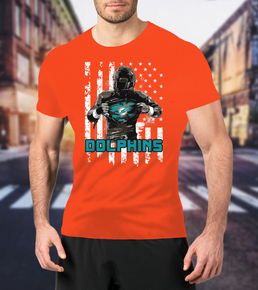 Dolphins Superhero Unveiling Miami Pride Flag T-Shirt