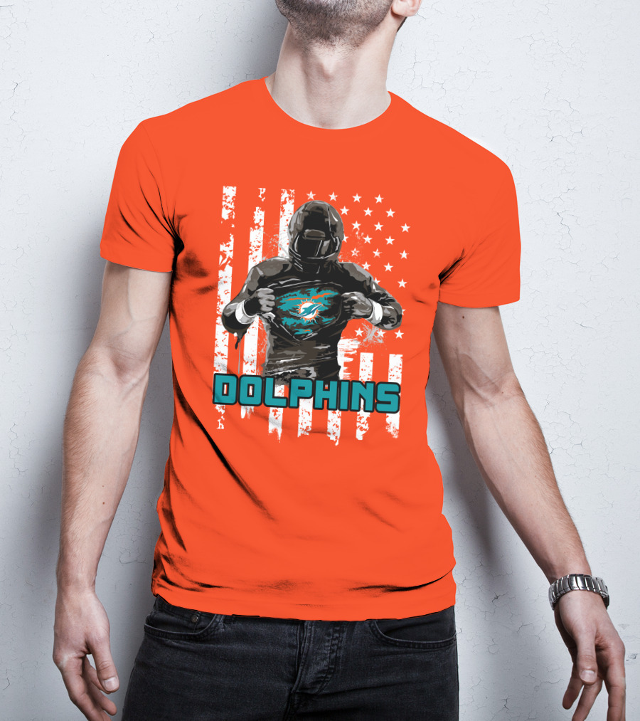 Dolphins Superhero Unveiling Miami Pride Flag T-Shirt