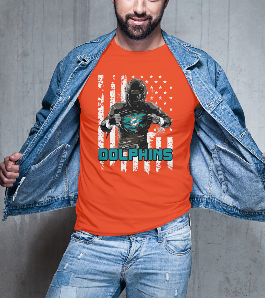 Dolphins Superhero Unveiling Miami Pride Flag T-Shirt
