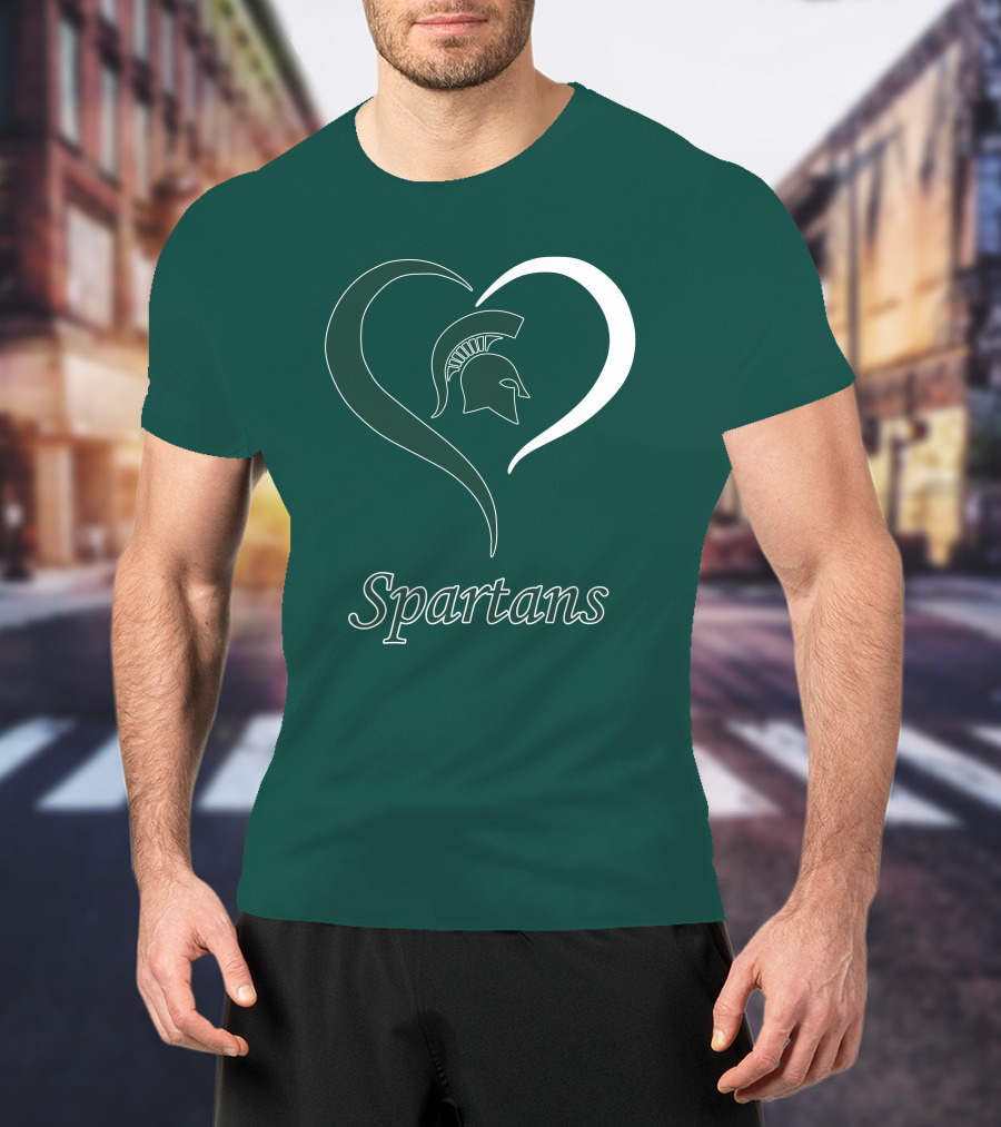 Spartans Heart Michigan State Spartan Helmet T-Shirt
