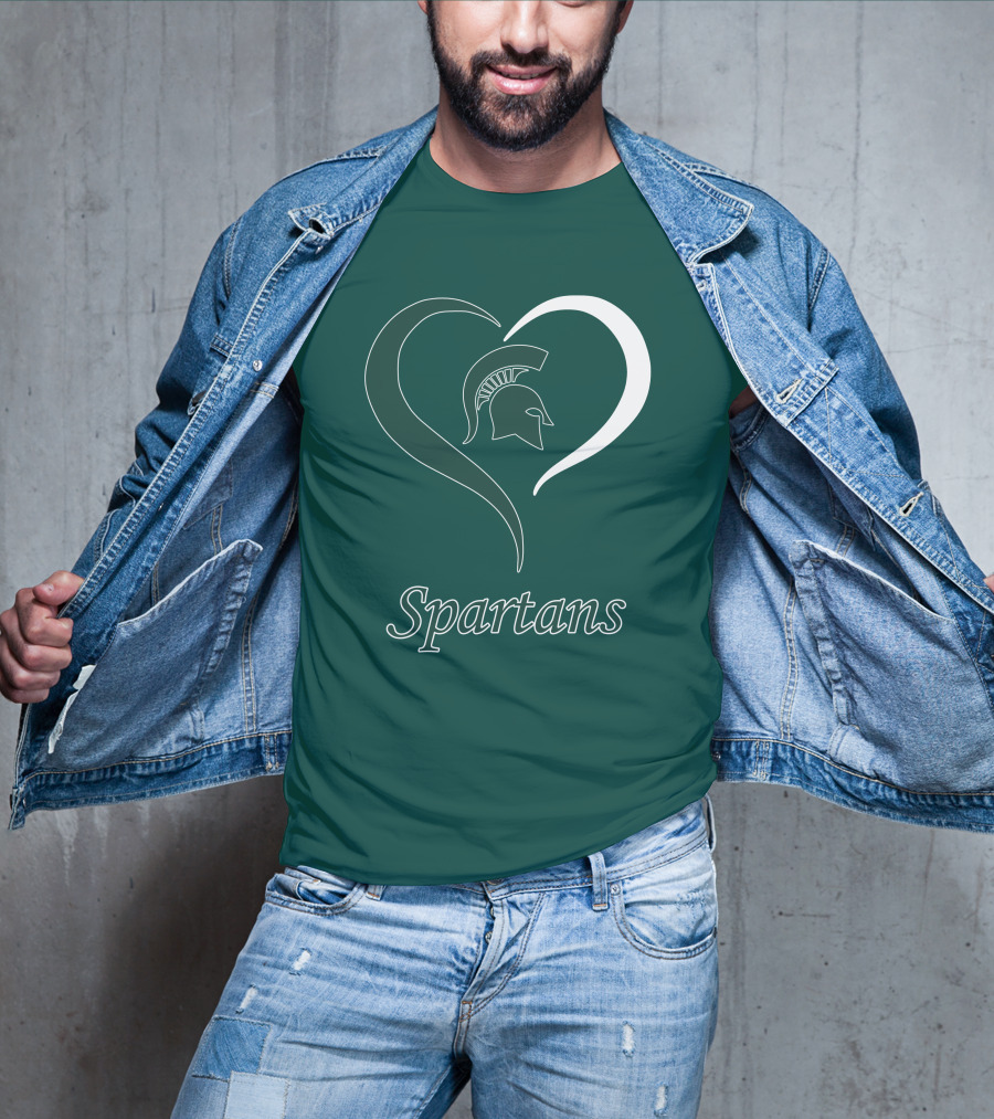 Spartans Heart Michigan State Spartan Helmet T-Shirt