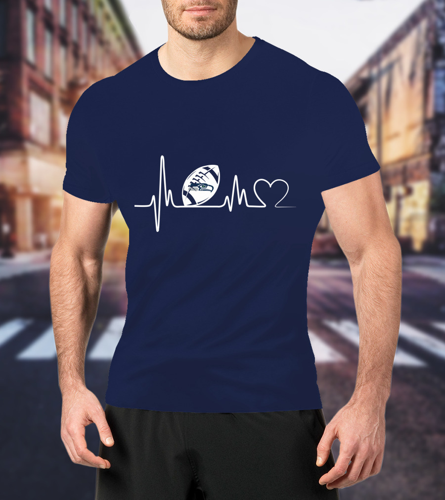 Seattle Seahawks Heartbeat Football T-Shirt