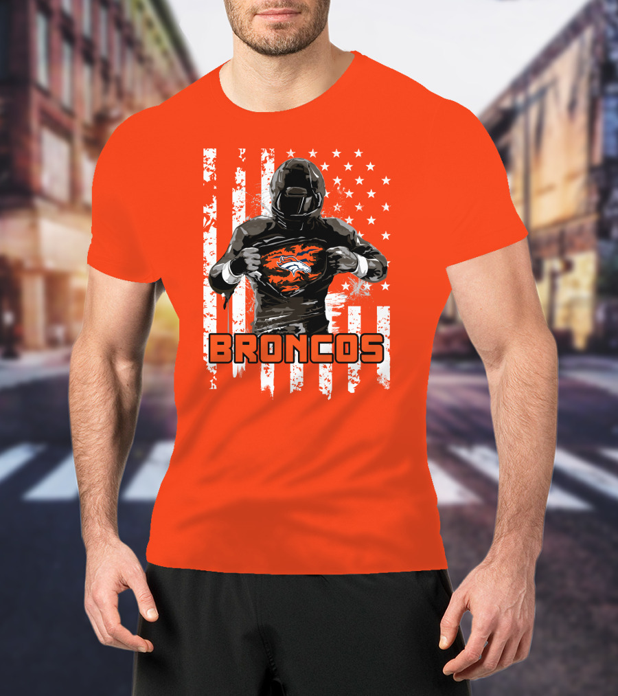 Denver Broncos Football Player American Flag T-Shirt