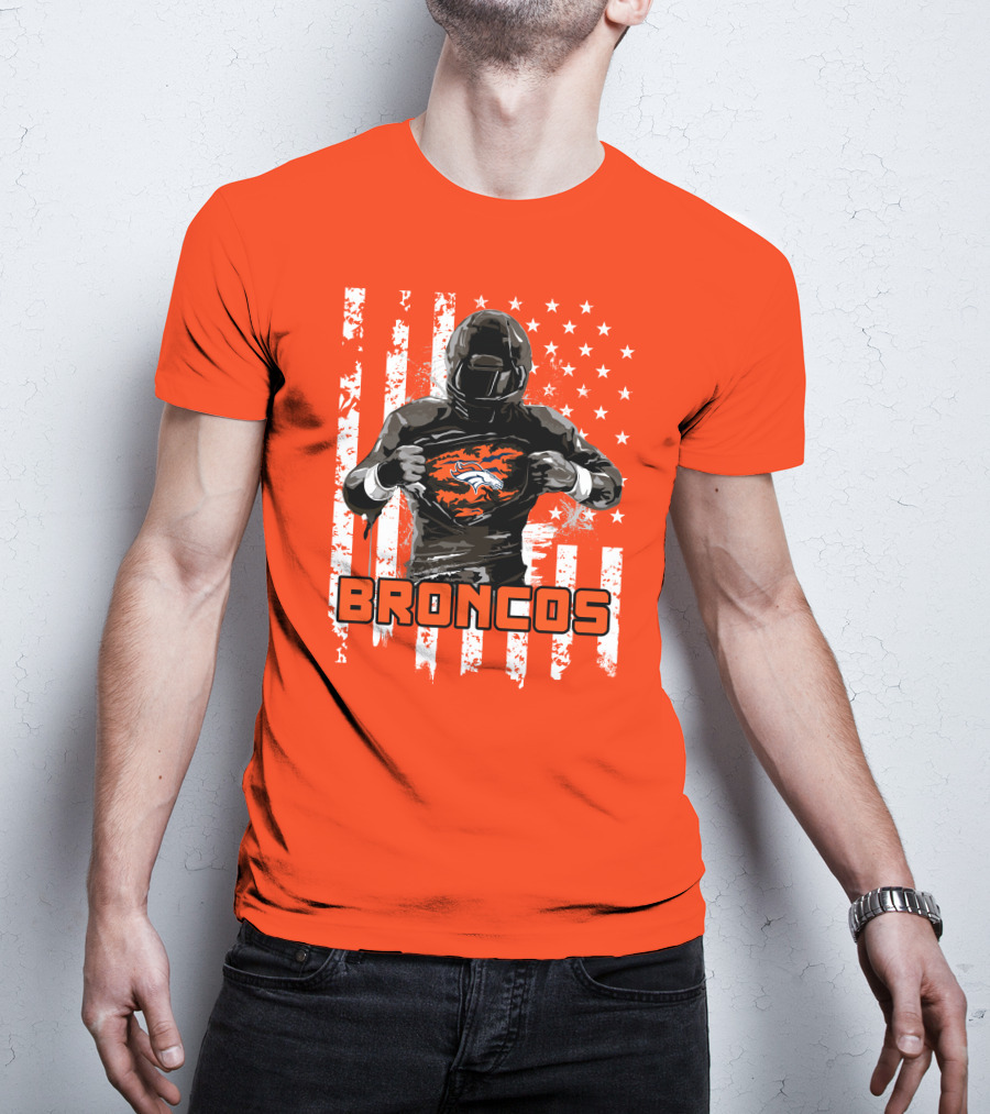 Denver Broncos Football Player American Flag T-Shirt