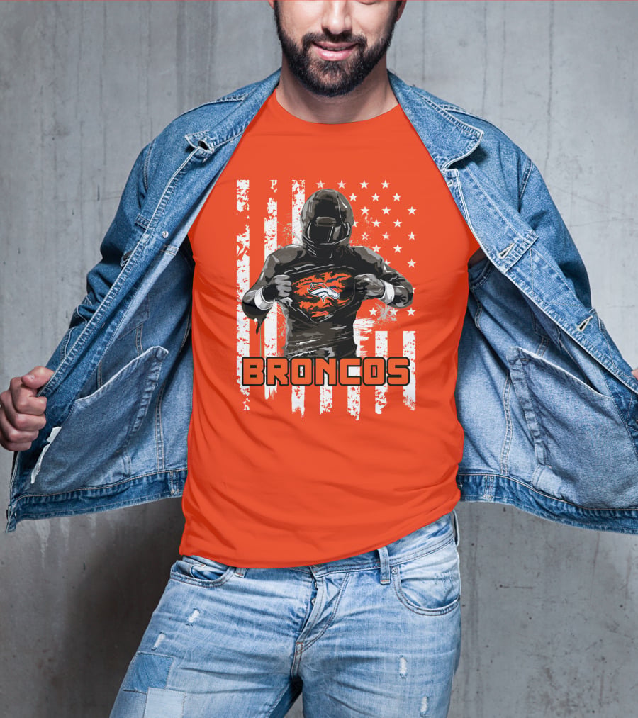 Denver Broncos Football Player American Flag T-Shirt